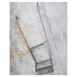 Vintage Carpet Roller With Wood Handles And Green Frame