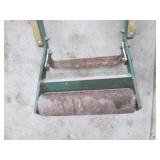 Vintage Carpet Roller With Wood Handles And Green Frame