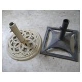 Two Umbrella holders - Square Base with Spout & Circular Lattice Base (Lot of 2)