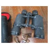 Binoculars with Leather Case and Strap - Vintage Field Glasses