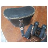 Binoculars with Leather Case and Strap - Vintage Field Glasses