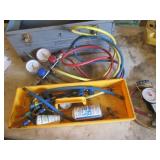 R-134a Automotive A/C Manifold Gauge Set with Hoses & Refrigerant Can