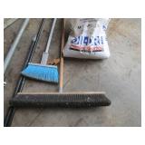 Blue Push Broom & Extension Poles & Hand-Rake Attachment - Cleaning Tools