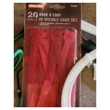 Ultra Steel 20pc Hook & Loop Cable Ties & Assorted Power Strips & Cables Bundle