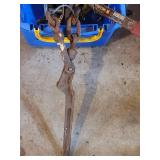 Assorted Rusted Metal Hardware & Chains in Blue Tote