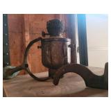 Antique Cast Iron Kerosene Lamp Burner with Shade Holder