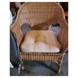 Chairs - Grey Metal-Frame Chair, White Wicker Armchair, Brown Wicker Loveseat (Lot of 3)
