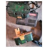 Ryobi 18V Drill/Driver (Blue) & Ryobi Charger & Green Battery Pack (Lot of 3)