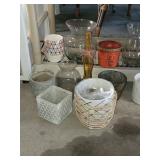 Assorted Glass Vases & Planters - Two-Shelf Display of Decorative Containers