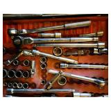 Socket Set with Ratchets, Sockets & Wrenches in Red Organizer Case