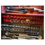 Socket Set with Ratchets, Sockets & Wrenches in Red Organizer Case