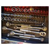 Socket Set with Ratchets, Sockets & Wrenches in Red Organizer Case