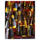 Assorted Screwdrivers With Yellow/Black Handles - Workshop Tools