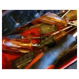 Red Portable Toolbox with Assorted Screwdrivers and Hand Tools