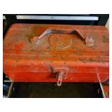 Red Portable Toolbox with Assorted Screwdrivers and Hand Tools