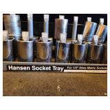 Hansen Socket Tray 3/8 Drive Metric Sockets with Craftsman Tools