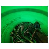 Green Bucket with Assorted Hand Tools - Wrenches, Pliers, Hex Keys