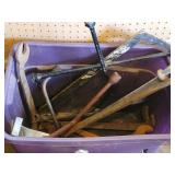 Rusty Metal Tools Collection - Wrenches, Pry Bars & Rods in Purple Bin