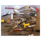 Assorted Hand Tools: Pliers, Saws, Hammers & Spray Gun Regulator