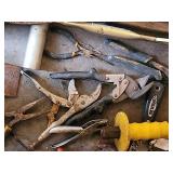 Assorted Hand Tools: Pliers, Saws, Hammers & Spray Gun Regulator