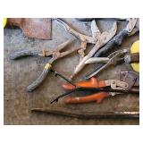 Assorted Hand Tools: Pliers, Saws, Hammers & Spray Gun Regulator