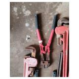 Assorted Hand Tools (Lot of 8) - Pipe Wrenches, Pliers & Hammer