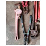 Assorted Hand Tools (Lot of 8) - Pipe Wrenches, Pliers & Hammer