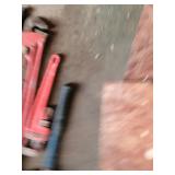 Assorted Hand Tools (Lot of 8) - Pipe Wrenches, Pliers & Hammer