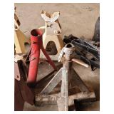Auto Jack Stands - 2 Beige Vintage Stands & Red Post & Bottle Jack
