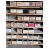 Wooden Pegboard Tool Cabinet - Labeled Small Parts Drawers - 28 1/2 x 10 x 55 in