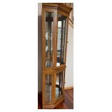 Oak Corner Curio Cabinet with Glass Doors - 72 in H x 23 in W x 20 in D