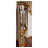 Oak Corner Curio Cabinet with Glass Doors - 72 in H x 23 in W x 20 in D