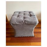 Tufted Gray Ottoman with Nailhead Trim - 20 in W x 20 in D x 20 in H