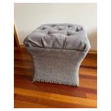Tufted Gray Ottoman with Nailhead Trim - 20 in W x 20 in D x 20 in H
