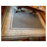 Area Rug - 120 x 95 in - Black Field with Cream Geometric Border