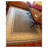 Area Rug - 120 x 95 in - Black Field with Cream Geometric Border