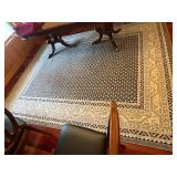 Area Rug - 120 x 95 in - Black Field with Cream Geometric Border