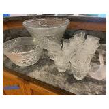 Crystal Glass Punch Bowls & Glass Cups Set - 2 Bowls, 18 Cups