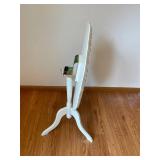 White Round Table with Ornate Floral Border - 21 in Diameter