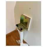 White Round Table with Ornate Floral Border - 21 in Diameter