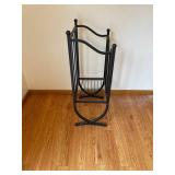 Black Metal Magazine Rack with Rocking Base and Wire Shelf