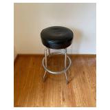 Bar Stool Chrome Frame - Black Vinyl Seat with Circular Foot Ring
