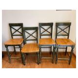 Pier 1 Imports X-Back Dining Chairs - Set of 4, Dark Green with Wood Seats