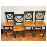 Pier 1 Imports X-Back Dining Chairs - Set of 4, Dark Green with Wood Seats