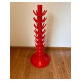 Red Plastic Tiered Spire Bottle Drying Rack Tower with Spoked Arm Racks