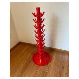 Red Plastic Tiered Spire Bottle Drying Rack Tower with Spoked Arm Racks