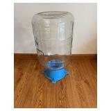 Glass  Bottle on Blue Base Stand, 5-Gallon, 20 in Tall