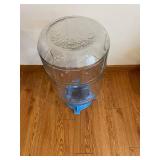 Glass  Bottle on Blue Base Stand, 5-Gallon, 20 in Tall