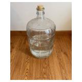 Glass Carboy Jug with Cork Stopper - Clear Ribbed Glass 16' Tall