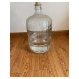 Glass Carboy Jug with Cork Stopper - Clear Ribbed Glass 16' Tall